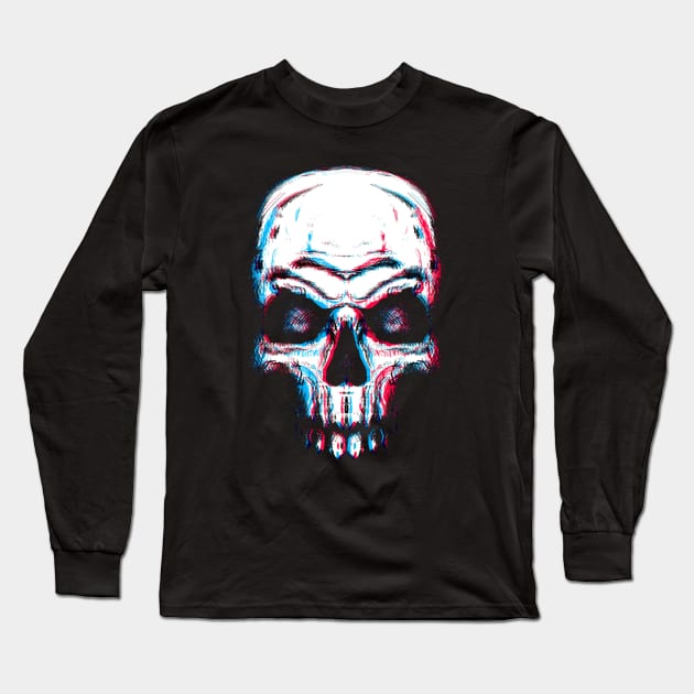 Skull Glitch Long Sleeve T-Shirt by Kyra_Clay